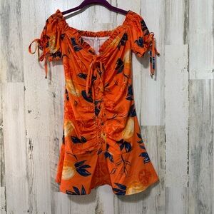 Vibrant Orange Floral Dress